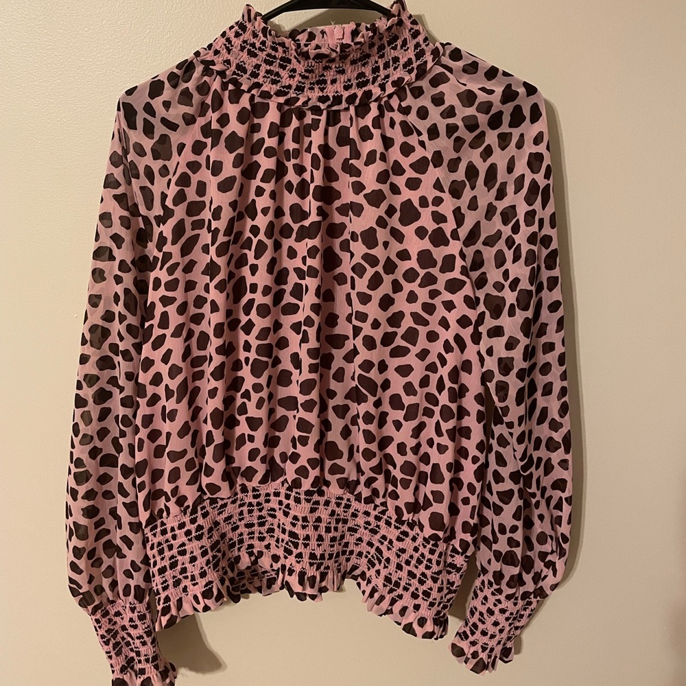 Ann Taylor pink leopard blouse